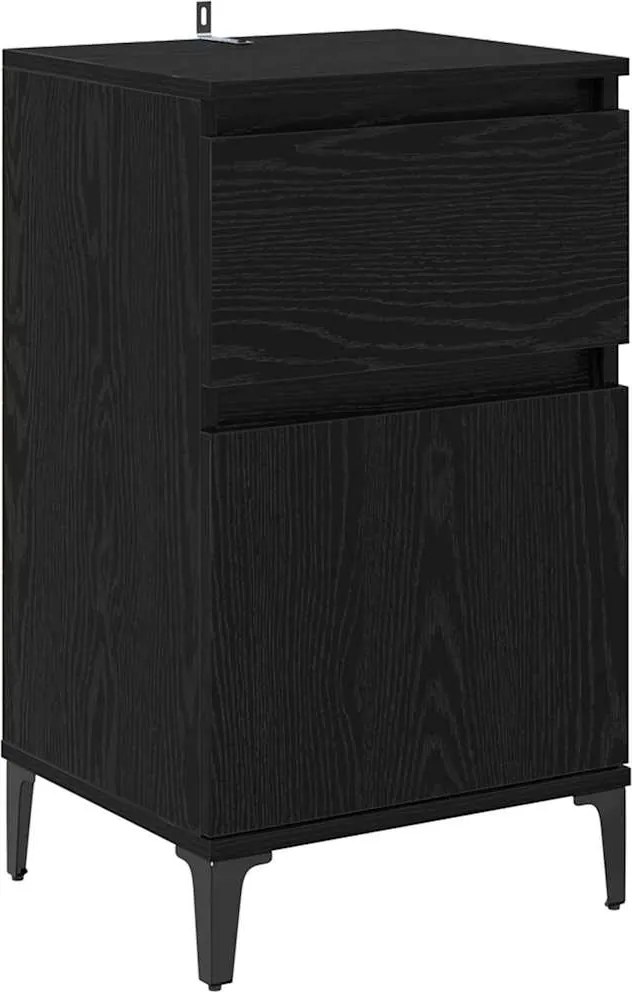vidaXL Éjjeliszekrény fiókkal Fekete tölgy 40 x 35 x 70 cm Faanyag