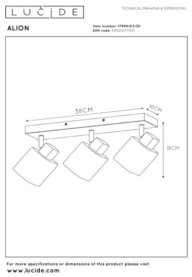 Lucide 17999/03/30 - ALION spotlámpa 3xE14/25W/230V