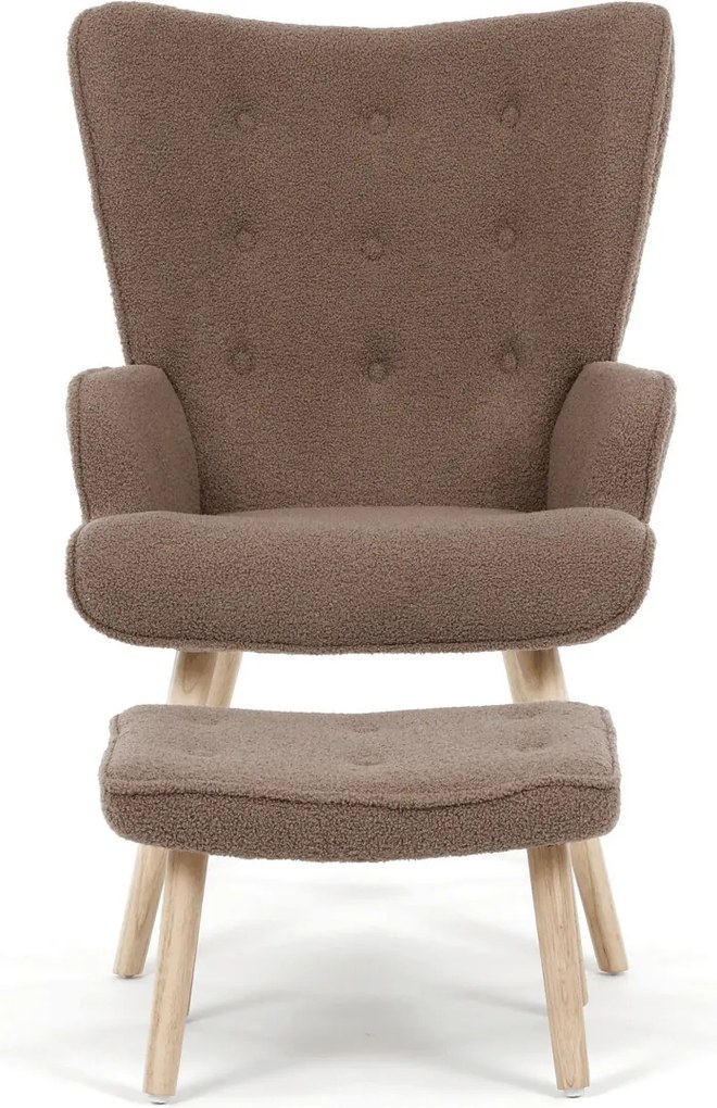 Barna relaxfotel, boucle szövet kárpitozással, AK-319 BR2