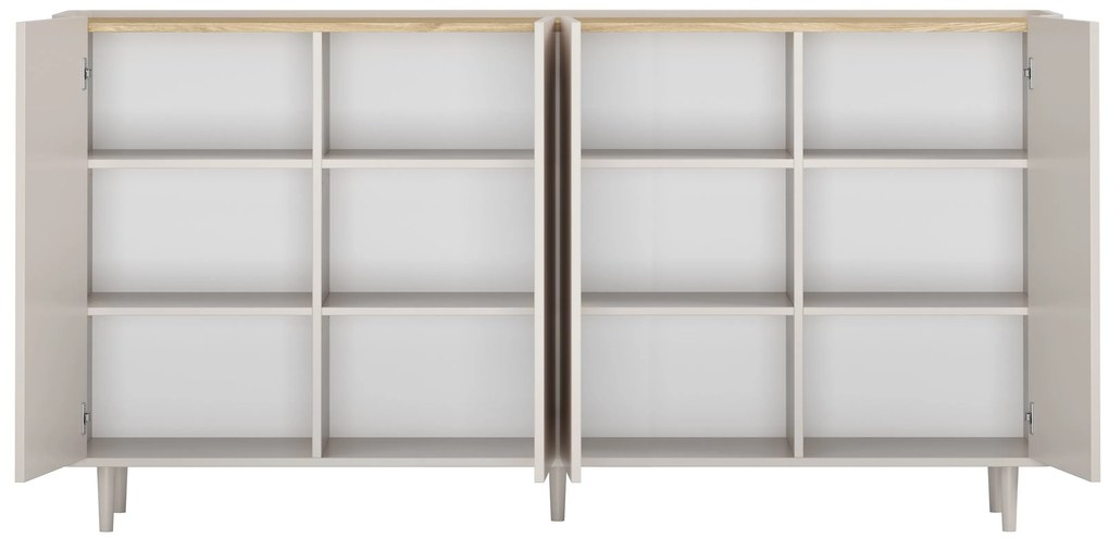 Elivo négyajtós lábas komód 200 cm - kasmír / olajozott tölgy