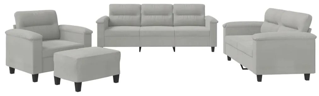 vidaXL 4 részes világosszürke mikroszálas ülőgarnitúra párnákkal