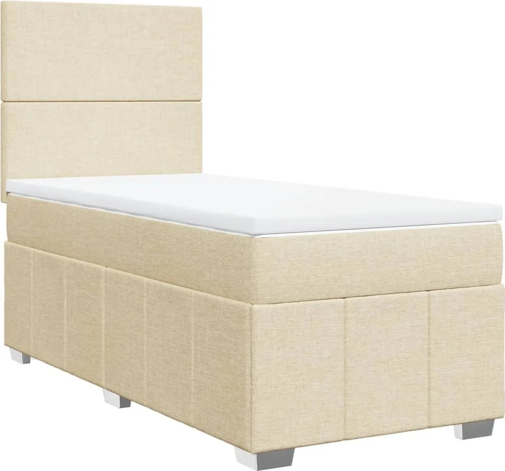 vidaXL krémszínű szövet rugós ágy matraccal 80 x 200 cm