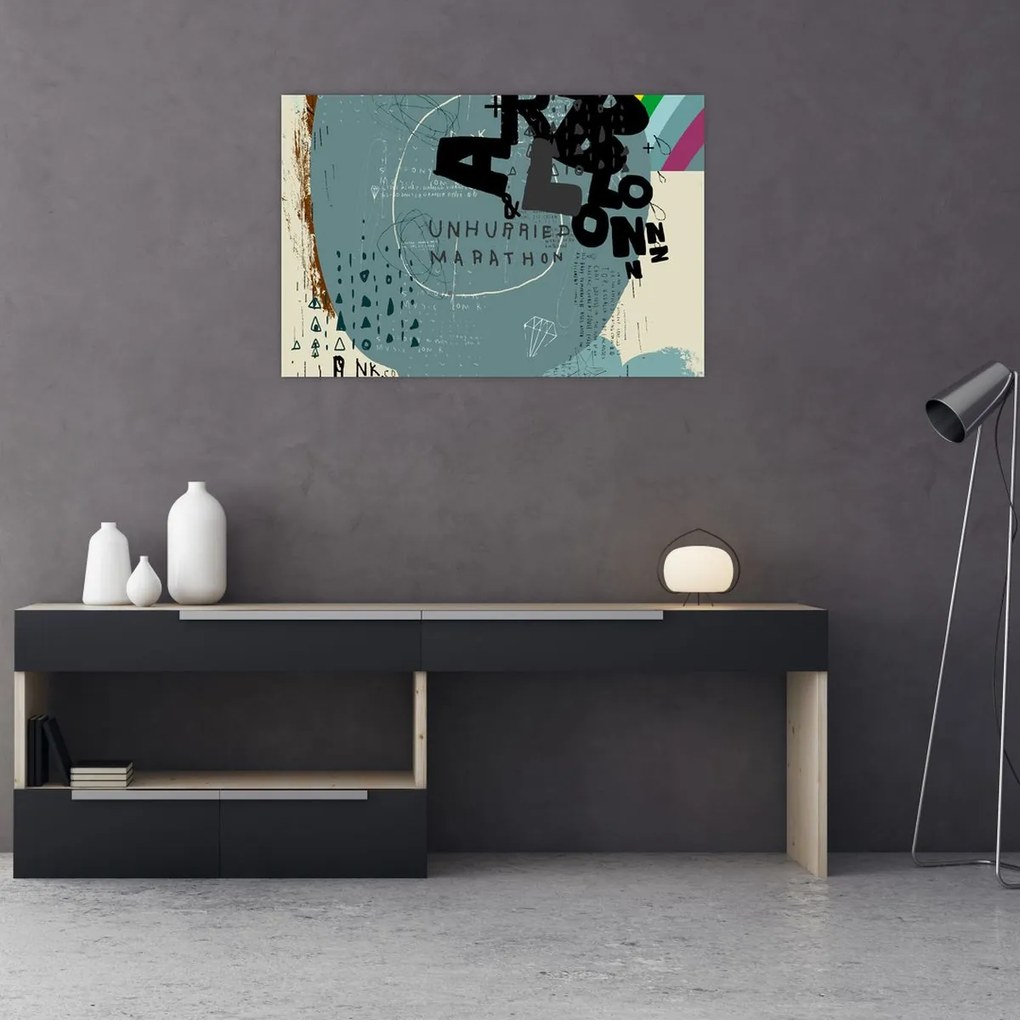 Kép - Repülő léggömb szivárvánnyal (90x60 cm)