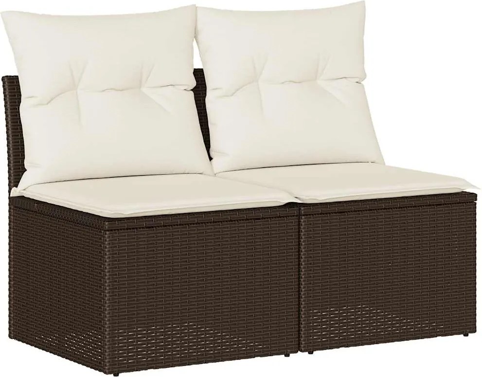 vidaXL 2 részes barna polyrattan akácfa kerti ülőgarnitúra párnákkal