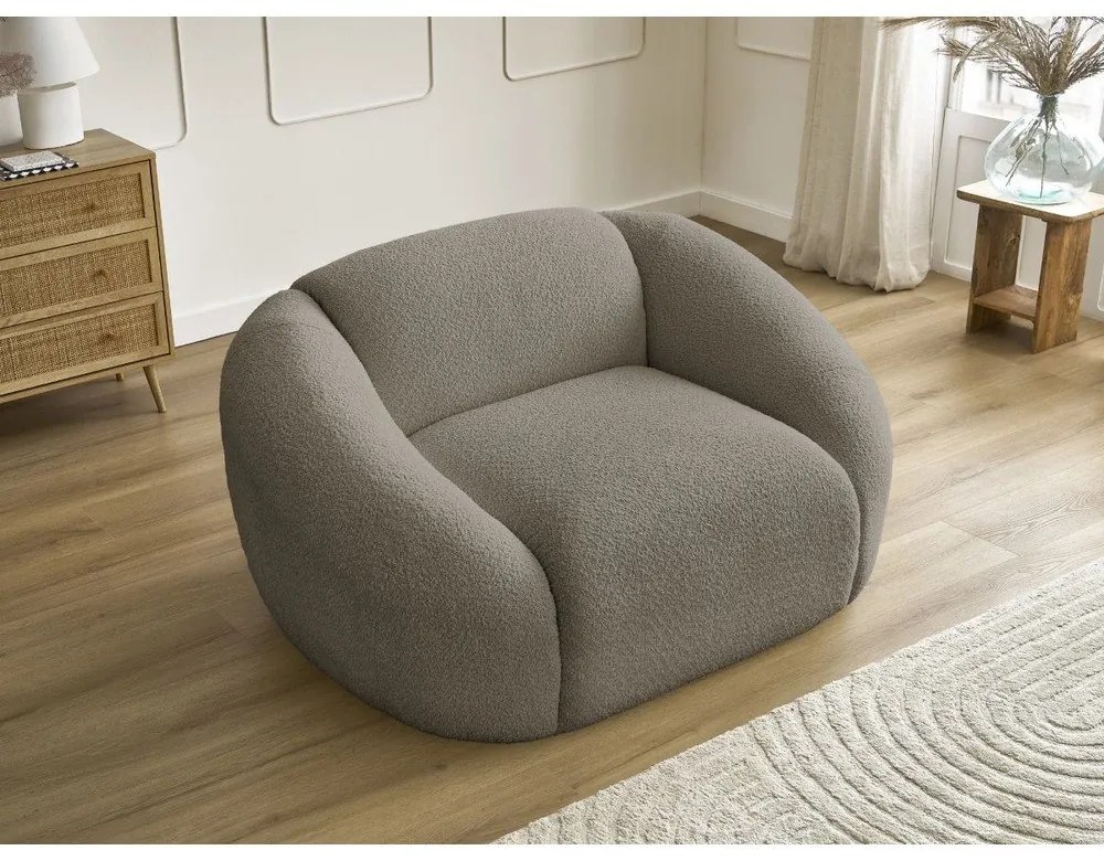 Szürkésbarna buklé fotel Tina – Bobochic Paris