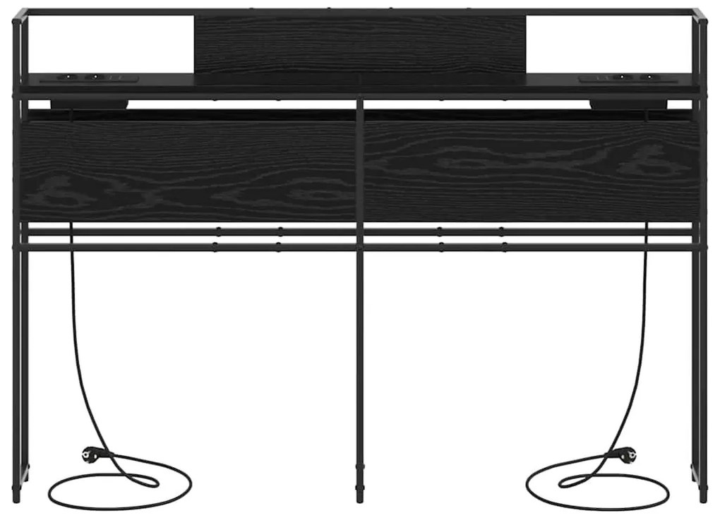 Tároló fejtámla polcokkal tárolóval Musta tammi 140 cm Faanyag