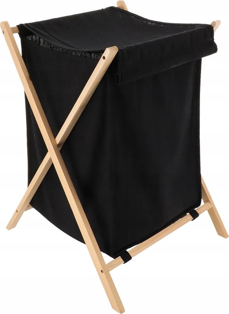 Szennyestartó Kosár Zárható Fa Váz 90 L Fekete