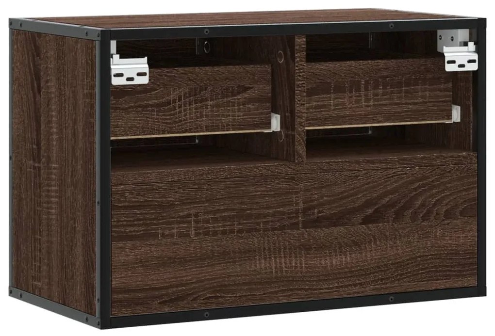 barna tölgy színű szerelt fa és fém TV-szekrény 60x31x39,5 cm