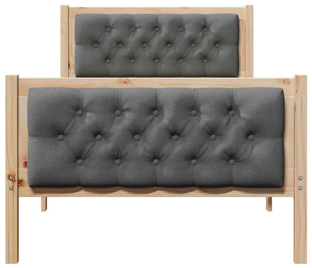 Ágykeret fejtámlával Sötétszürke 90 x 200 cm Tömör fenyőfa