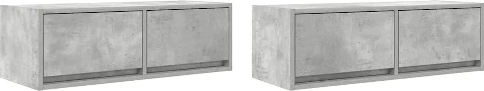 vidaXL 2 db betonszürke szerelt fa TV-szekrény 80x31x25,5 cm