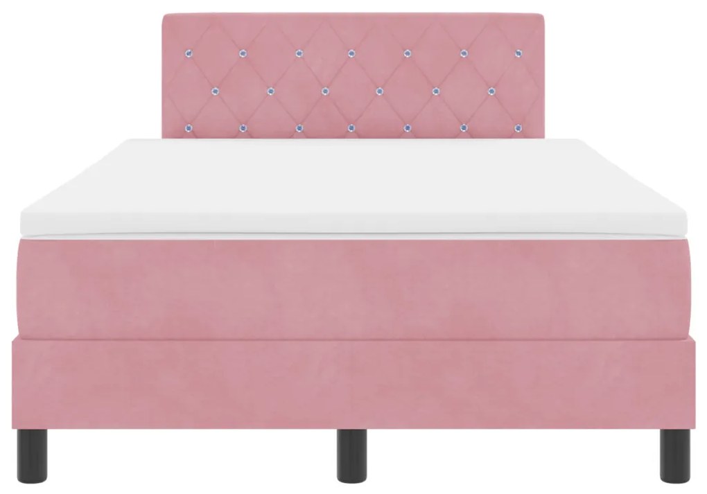 Boxspring Ágy Matraccal Rózsaszín 120x200 cm Bársony