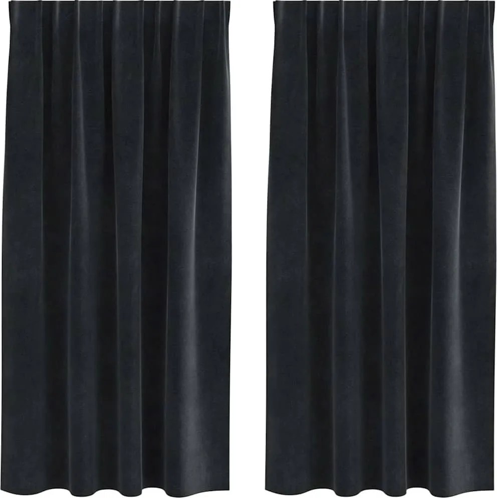 vidaXL Sötétítő függönyök 2 pcs Fekete 140 x 175 cm Bársony