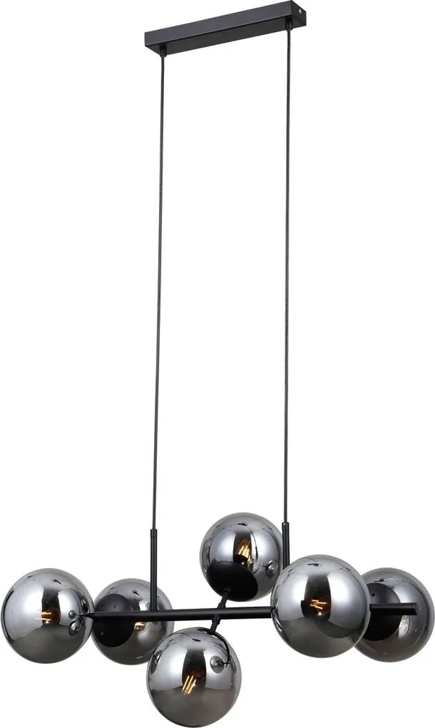 Italux modern függeszték molite matt fekete füstös itxpnd-1098-6-bk