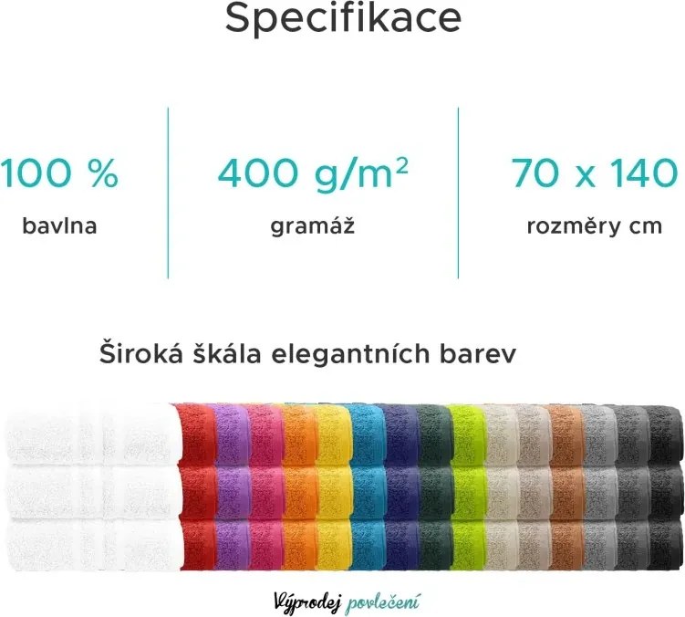 Fürdőlepedő CLASSIC COLOR 70 x 140 cm zöld, 100% pamut