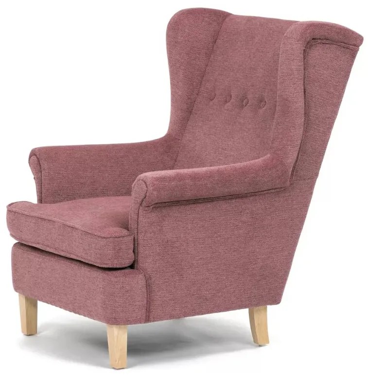 Pihenőfotel, vintage rózsaszín szövet kárpittal, AK-388 Belföldi raktárról