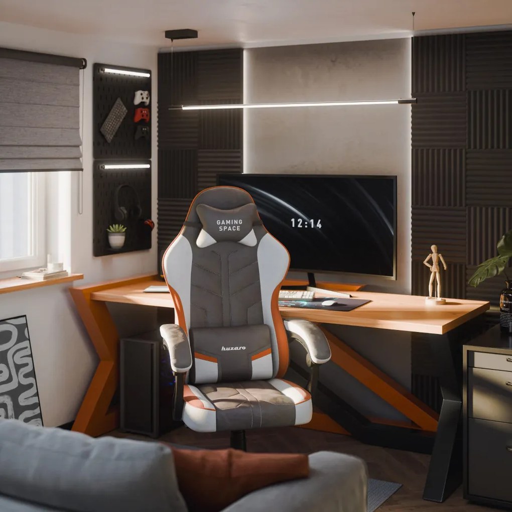 Gamer szék, forgó, ergonómikus, szürke