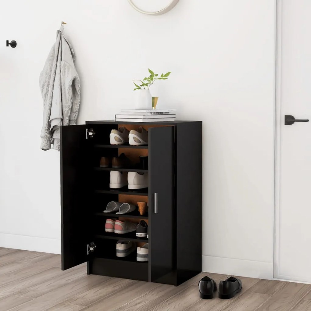 fekete szerelt fa cipősszekrény 60 x 35 x 92 cm