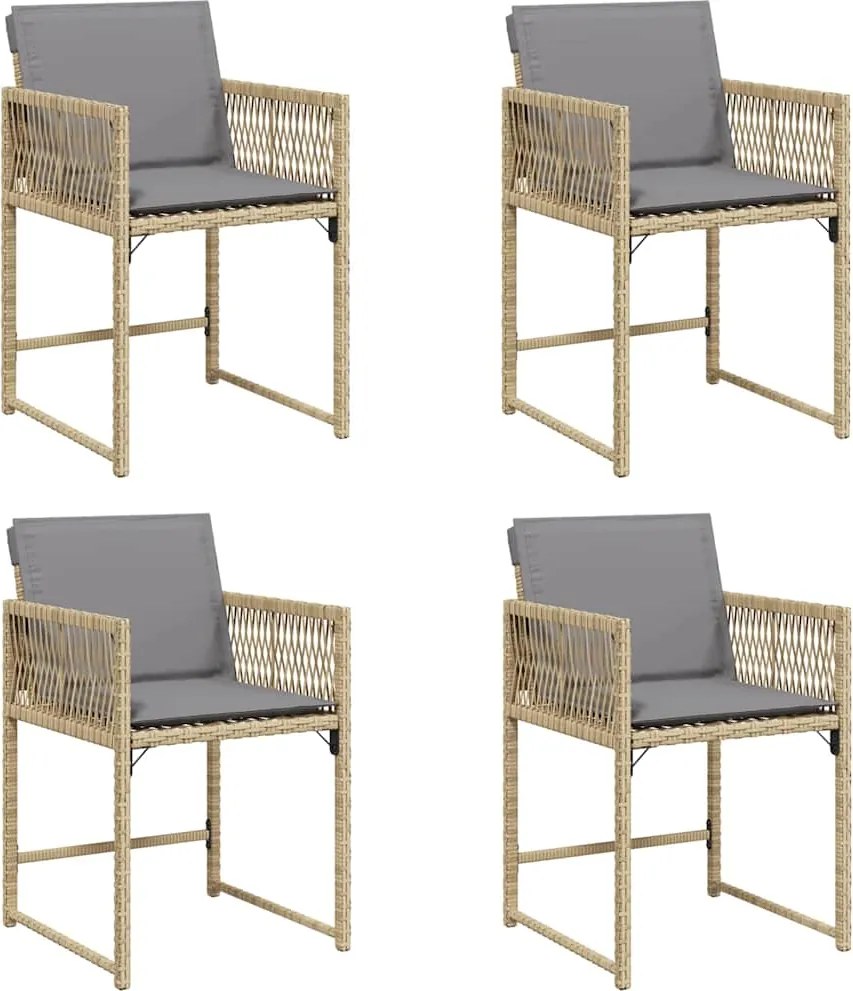 vidaXL 4 db vegyes bézs polyrattan kerti szék párnával