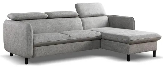 NISA kinyitható L-alakú sarokkanapé tárolóval, szürke, jobb oldali