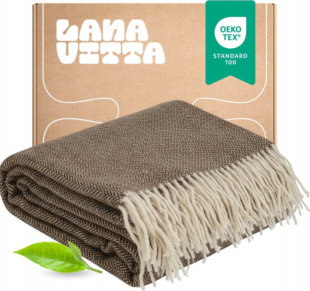 Rendezvous Gyapjú Takaró 100% Gyapjú Ágytakaró Pléd Barna 150x200 cm