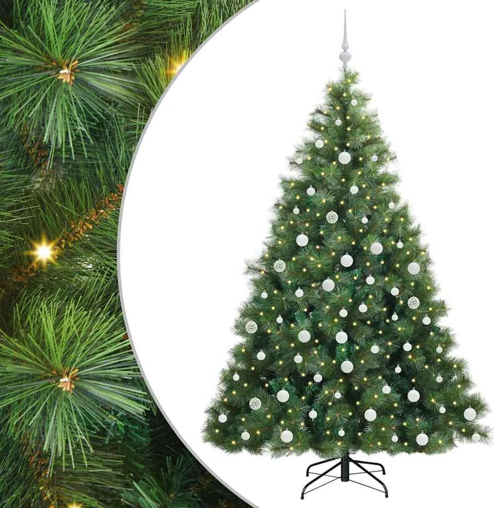 vidaXL Mű karácsonyfa 300 LED-del állvánnyal Zöld 180 cm PE és PVC