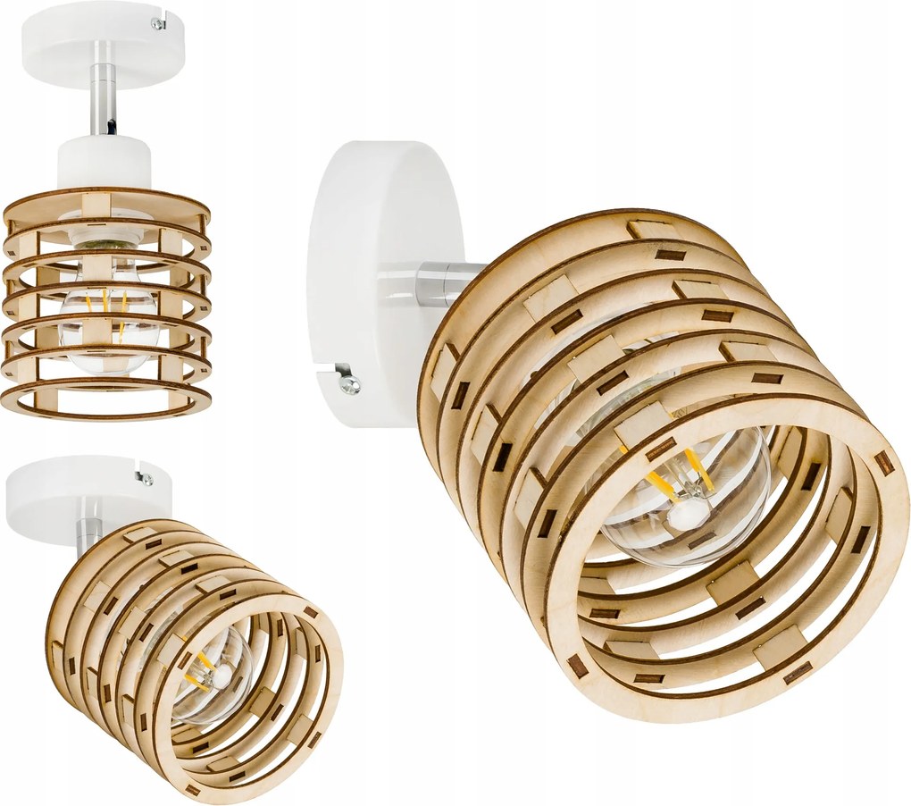 Lámpa Fali lámpa mozgatható loft Rugó Fa