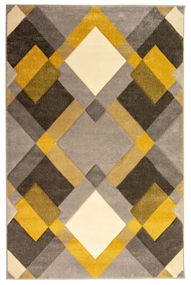 Nimbus szürke-sárga szőnyeg, 160 x 230 cm - Flair Rugs