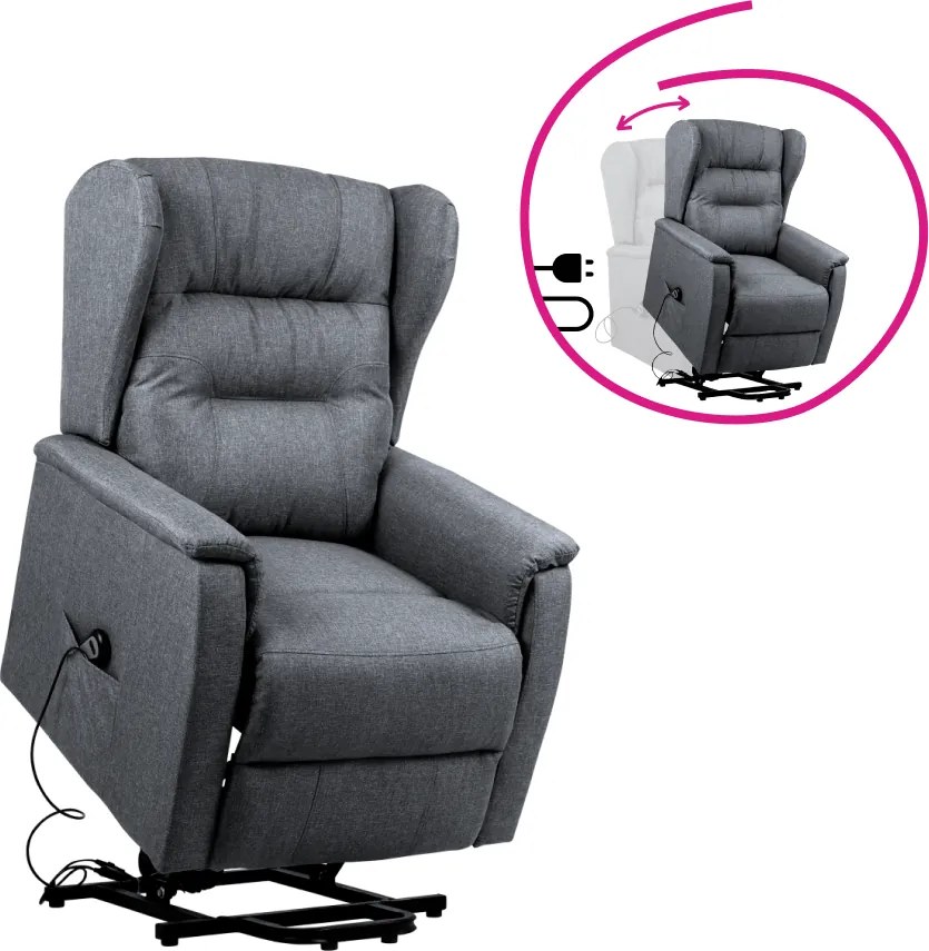 Állítható relaxációs fotel, világosszürke, DOURO