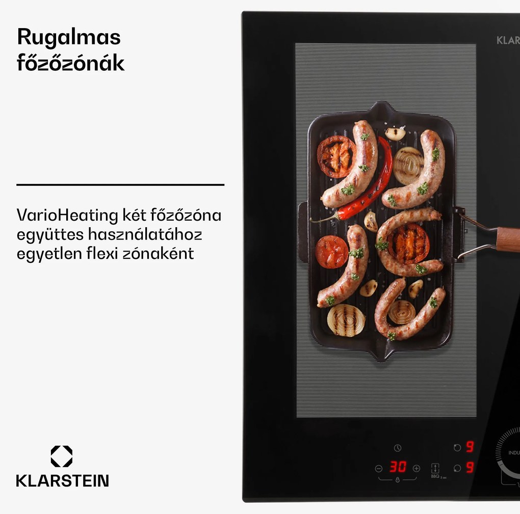 Klarstein Delicatessa 60 Hybrid, beépített indukciós főzőlap, 7000 W, 4 zóna, fekete