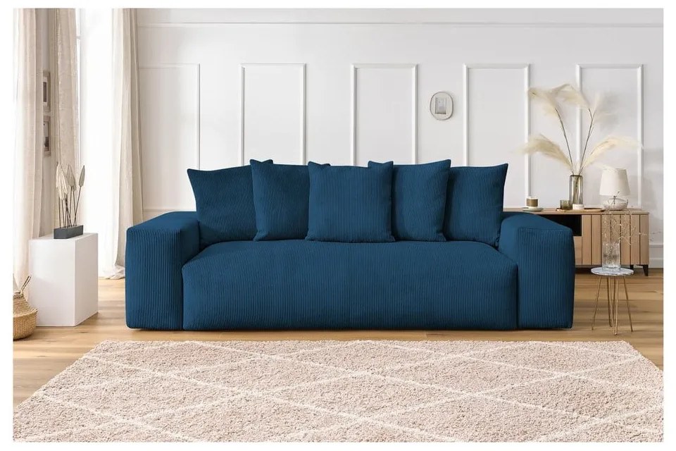 Sötétkék kordbársony kanapé 280 cm Voltaire – Bobochic Paris