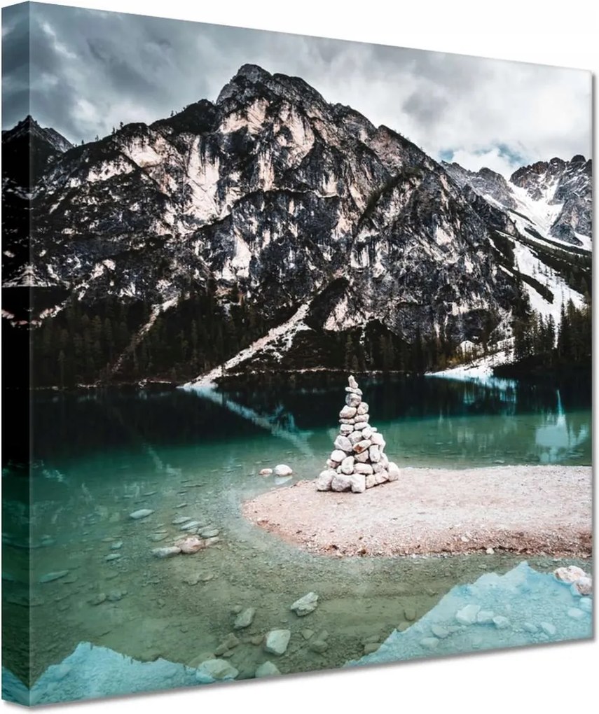 Festmények 20x20 Hegyi tájkép tóval