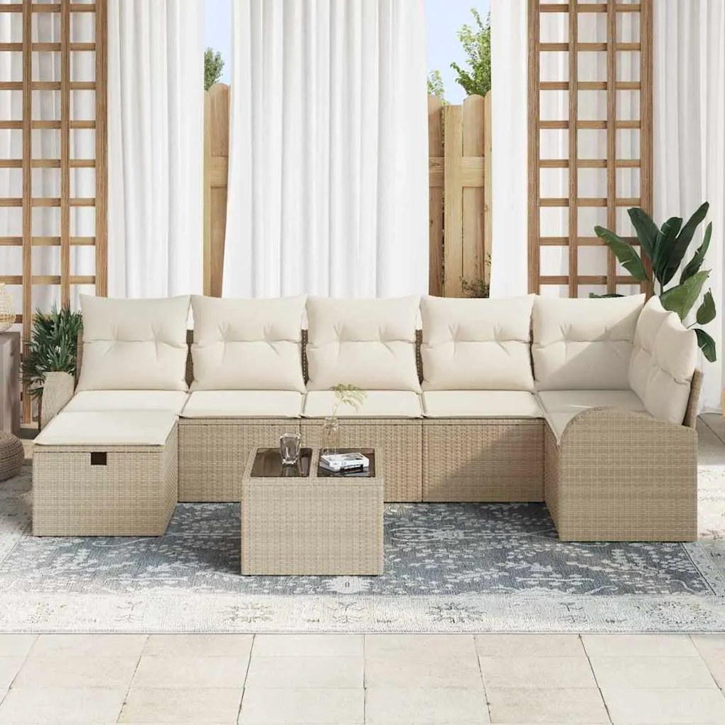 Kerti Kanapé Szett 8 pcs bézs és krémszínű 289 x 124 x 85 cm