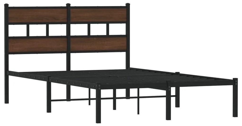 barna tölgy színű fejtámlás ágykeret matrac nélkül 120 x 190 cm