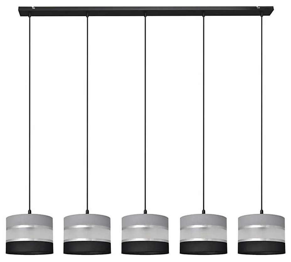 Csillár zsinóron HELEN 5xE27/15W/230V fekete/szürke/ezüst