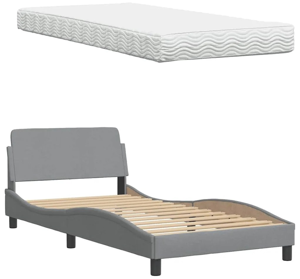 világosszürke szövet ágy matraccal Hanko 100x200 cm