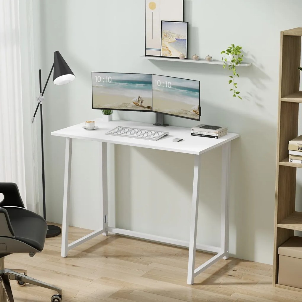 Dolgozószobai szett – összecsukható íróasztal ZARIMO 80×40 cm, fehér + irodai szék AVOLA VELVET rózsaszín