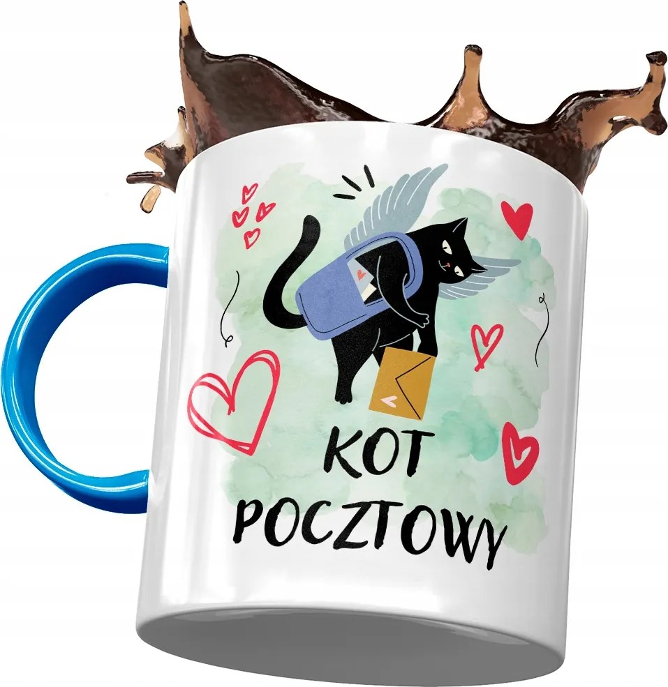 Kék Bögre Cicával Aranyos Ajándék Nyomtatott Fotóval