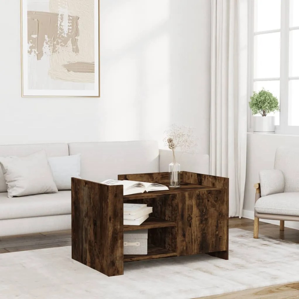 Füstös tölgy színű szerelt fa dohányzóasztal 80 x 50 x 50 cm