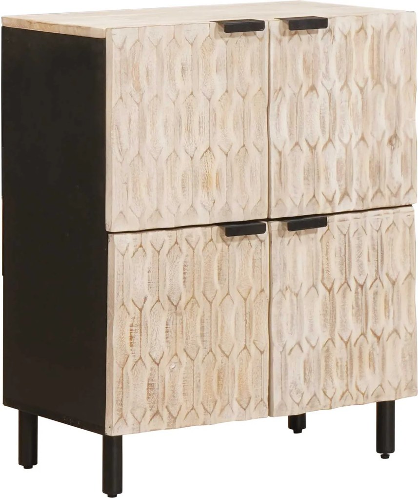 vidaXL Széf Fehér mosott felület 60 x 33 x 75 cm Tömör Mangófát