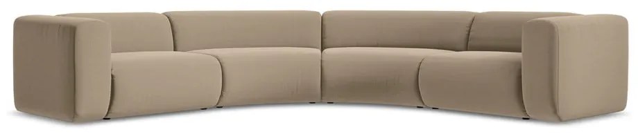 Bézs bársony sarokkanapé Ekahi – Makamii