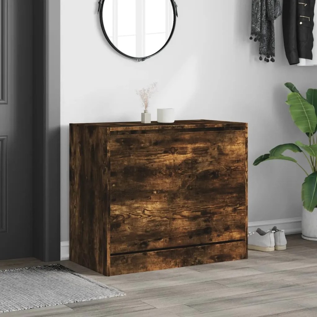 füstös tölgy színű szerelt fa cipősszekrény 80 x 42 x 69 cm