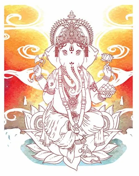 Poszter paszportuval Hindu Ganesha