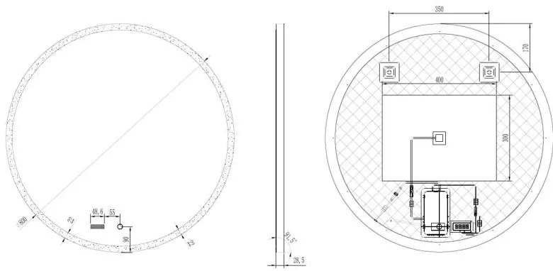 AREZZO design LED okos tükör 80 cm-es kerek+állítható fényerő,páramentesítő funkció,óra,hőmérő