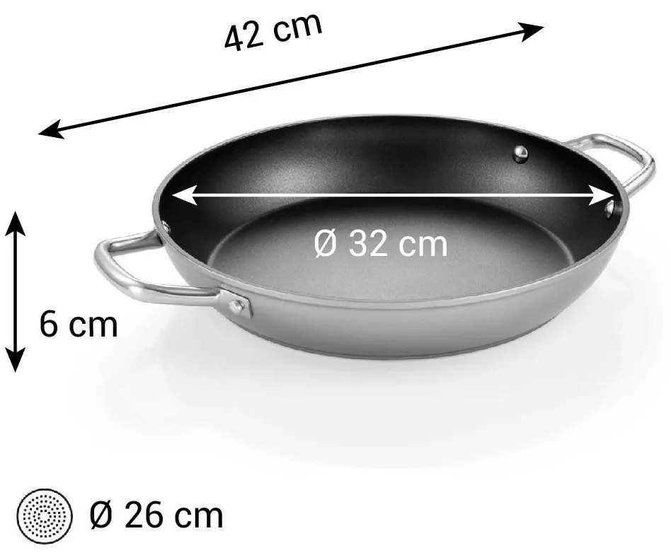 Tescoma GrandCHEF+ serpen, 32 cm, 2 fogantyúval, 32 cm átmérőjű