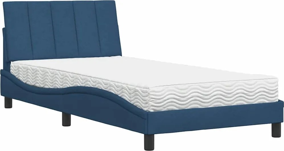 vidaXL ágy matraccal Hanko kék 100x200 cm szövet