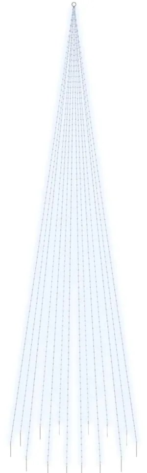 karácsonyfa zászlórúdon 1134 hideg fehér LED-del 800 cm