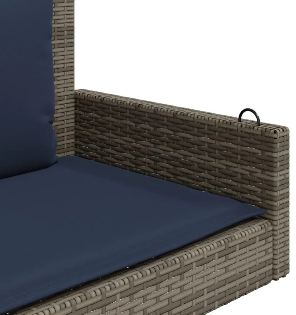szürke polyrattan hintapad párnákkal 119 x 56 x 48 cm