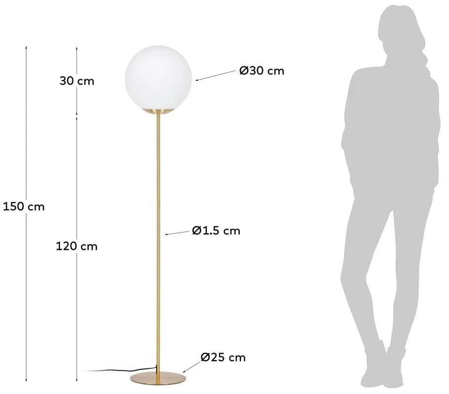 Aranyszínű állólámpa üveg búrával (magasság 150 cm) Mahala – Kave Home