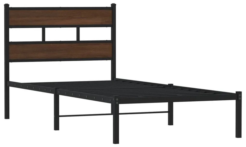 barna tölgy színű fejtámlás ágykeret matrac nélkül 107 x 203 cm
