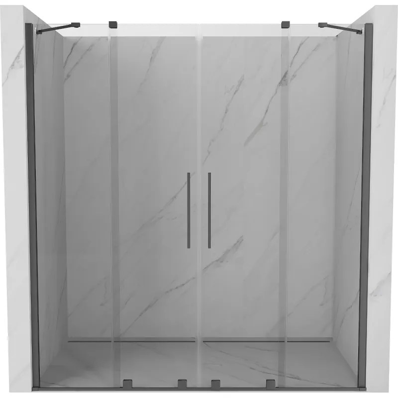 Mexen Velar Duo, tolózuhanyajtó nyitáshoz 180 cm, 8 mm átlátszó üveg, polírozott grafit, 871-180-000-02-95